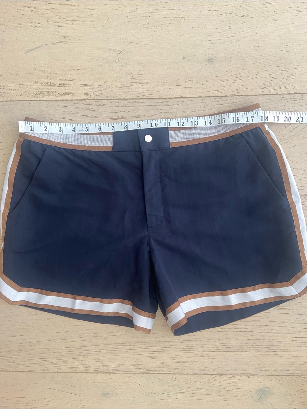 Reiss | Ché Baller Elasticated Waist Contrast Swim Shorts in Navy/Tobacco XL - Picture 9 of 11